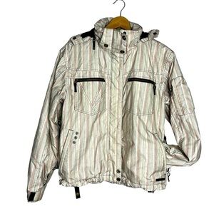 O’Neill Freedom Series Striped Snowboard Ski Winter Snow Jacket, size L